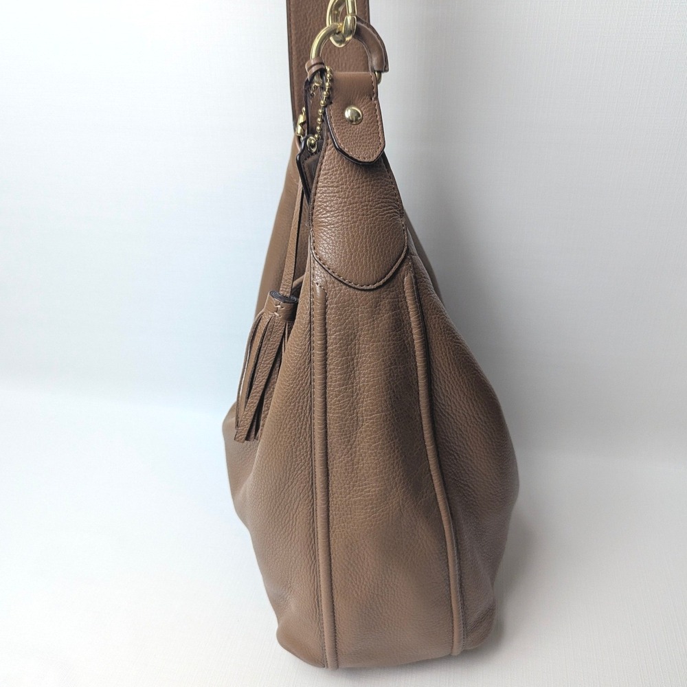 Coach Madison Phoebe Brown Pebbled Leather Shoulder Bag Hobo F23309 Large Tassel - Picture 3 of 10